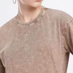 glitchez Drop-Shoulder Sleeves Washed Effect Oversized Cotton T-shirt image 4