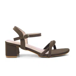 SHUZ TOUCH Women Twist Open Toe Block Heels Sandals With Buckle Strap image 4