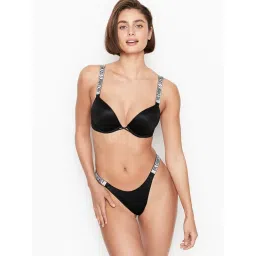 victoria's secret intimates Victoria's Secret Black Very Sexy Bombshell Add-2-Cups Shine Strap Push-Up Bra (38D) image 4