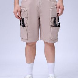 The Indian Garage Co Men Relaxed Fit Pure Cotton Utility Cargo Shorts-picture-28