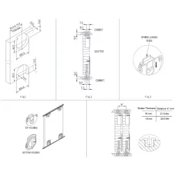 Ebco Sliding Cabinet Shutter Fitting White Finish and 12 Kg Per Set Load Capacity, SCF-1 (Set of 4) image 2