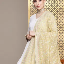 House of Pataudi Rozana Floral Embroidered Dupatta-picture-11