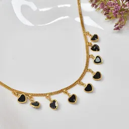 MEIRA JEWELLERY Gold-Plated Artificial Stones Studded Heart Link Chains Statement Necklace-picture-29