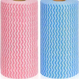 wodwame Disposable Kitchen Roll Towels, Wavy Pattern, Pink and Blue, Set of 2 image 1