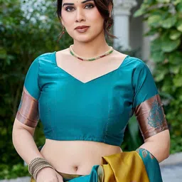 KALINI Ethnic Motifs Silk Cotton Handloom Banarasi Saree image 3