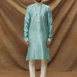 Samyukta Singhania Men Floral Printed Regular Thread Work Kurta with Churidar image 1