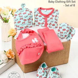 Bonfino Premium Cotton Gift Set Macaroon Print Pack Of 6  - Pink-picture-14