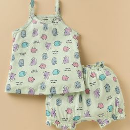 CUCUMBER Sinker Knit Sleeveless Animal Printed Innerwear Set - Light Green-picture-27