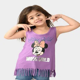 Bonkids Cotton Knit Disney Mickey & Friends Featuring Sleeveless Minnie Mouse Printed Tee - Purple-picture-16