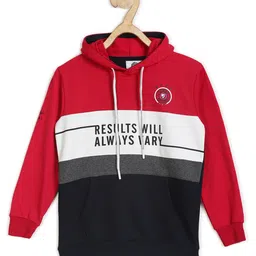 ALAN JONES Cotton Blend Knit Full Sleeves Stronger Text Printed Light Winter Hooded Sweatshirt - Red-picture-37
