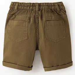 Babyhug Cotton Spandex Knee Length Stretchable Shorts Varsity B Team Patch - Khaki image 2