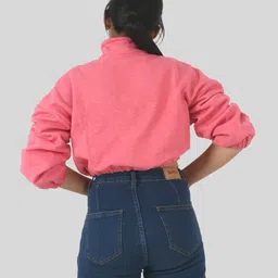 tweeny mini Cotton Full Sleeves Solid Zipper Sweatshirt - Raspberry Pink image 3