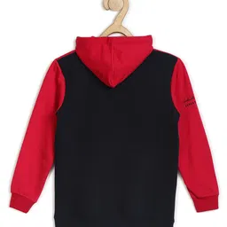 ALAN JONES Cotton Blend Knit Full Sleeves Stronger Text Printed Light Winter Hooded Sweatshirt - Red image 3