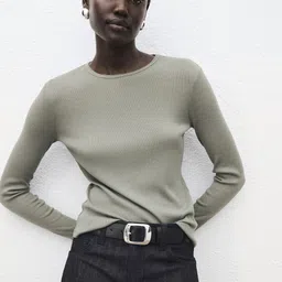 MANGO Knitted Boat Neck T-shirt-picture-19