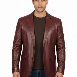 PRAMUKH Men Lapel Collar Solid Lightweight Leather Jacket-image-20
