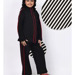 BaawRi Fleece Knit Full Sleeves Solid Jacket & Trouser Set - Black image 5
