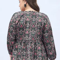 ANJIR Women Floral Printed Tie-Up Neck Empire Regular Top image 2