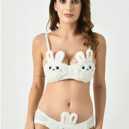 TOMKOT Women Kitty Cartoon Lightly Padded Bra And Panty Lingerie Set-picture-10