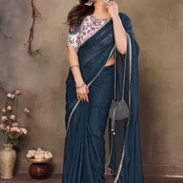 Moda Rapido Floral Sequinned Poly Georgette Designer Saree image 2