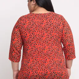 plusS Orange Plus Size Floral Printed Top image 4