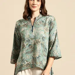 DARVI Floral Print Mandarin Collar Top-picture-20