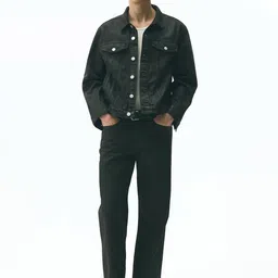 H&M Loose Fit Coated Denim Jacket image 5