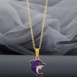 SZN Set Of 2 Stainless Steel Gold-Plated Stones Studded Enamelled Pendant With Chain image 3