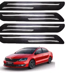SCA Rubber Car Side Bumper Protector Guard with Double Chrome Strip for Skoda Rapid2017 Model Black (Set of 4)-picture-34