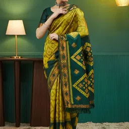 WOVENSTOCK Ethnic Motifs Woven Kanjeevaram Saree With Unstithced Blouse Piece-picture-33