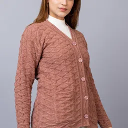 style dusk Women Woolen V Neck Casual Wear Stylish Cardigan Sweaters for Winter with Front Pockets image 5