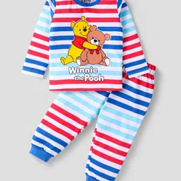 Babyhug Disney Single Jersey Knit Full Sleeves Night Suit With Winnie The Pooh Graphic - Blue Red & Light Blue-picture-22