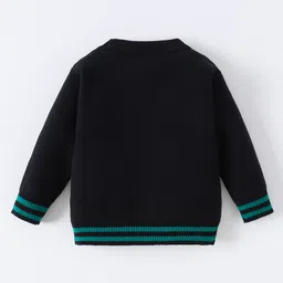 Kookie Kids Full Sleeves Pullover Sweater with Giraffe  Design - Black image 2