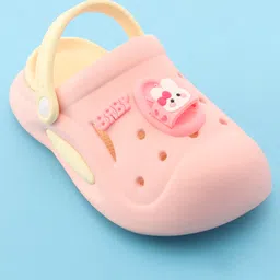 Oh! Pair Slip On Clogs With Back Strap Closure & Baby Applique - Pink image 3