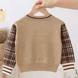 NEUDIS Knit Full Sleeves Bear Designed & Checked Sweater - Brown image 4
