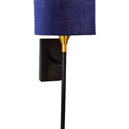 Devansh Blue & Blue Textured Metal Cylinder Shaped Wall Lamp image 2