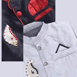 Covetus Kids-Boys Art Silk Solid Kurta Sets image 2