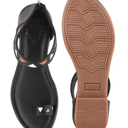 Shoetopia Geometric Designed With Zip Closure Sandals - Black image 5