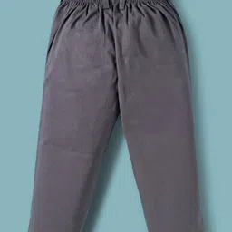 Mark & Mia Woven Full Sleeves Printed Party Shirt & Trouser Set with Bow & Suspender - Off White & Grey image 5