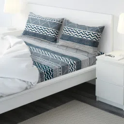 ikea provinsros Flat sheet and 2 pillowcase, white/blue, 240x260/50x80 cm image 4