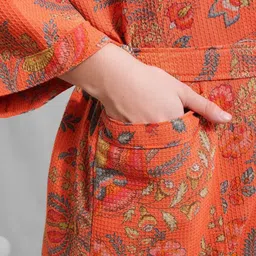 HotGown Printed Pure Cotton Bath Robe With Belt image 5