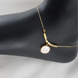 Piu Jewels Gold-Plated Artificial Stones And Beads Anklet image 2