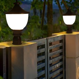 KINIS 2 Pieces Black & White Modern Shaped Weatherproof Outdoor Pole Lamp-picture-14