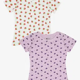 Bodycare Girls Pack Of 2 Conversational Printed Round Neck Cotton T-shirts image 1