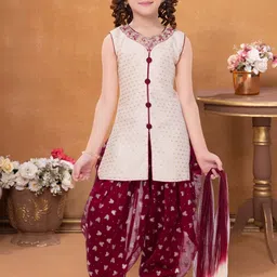 Lagorii Girls Ethnic Motifs Regular Thread Work Kurta with Patiala & With Dupatta-picture-30