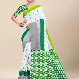 HERE&NOW Geometric Printed Pure Cotton Bagru Saree-picture-28