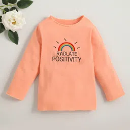 Kookie Kids Full Sleeves Top Rainbow Embroidery - Peach-picture-36