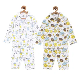 The Mom Store Combo of 2 Full Sleeves Donut Print Night Suit  - Multicolor-picture-22