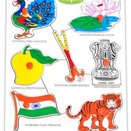 Baybee Wooden National Symbols with Pictures Knob & Peg Puzzle - 8 Pieces-picture-6