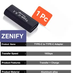 ZENIFY Black C To C Female to Female Extension Adapter Coupler Adapter for All USB C Devices Phone Converter image 5