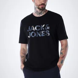 Jack & Jones Floral Printed Round Neck Cotton T-shirt-picture-31